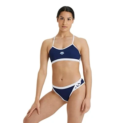 Image of Arena Womens Icons Bikini Cross Back Solid Two Pieces, Navy white, 32 EU