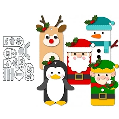 Image of Various Christmas Tag Metal Die Cuts,Merry Snata Penguin Card Cutting Dies Cut Stencils DIY Scrapbooking Photo Album Decorative Embossing Paper Making