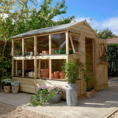 Image of 8&#039; x 6&#039; Forest 25yr Guarantee Shiplap Pressure Treated Potting Shed (2.42m 1.99m)