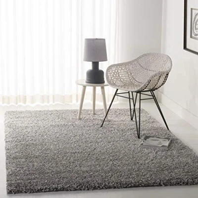Image of SAFAVIEH Shaggy Rug for Living Room, Dining Bedroom California Shag Collection, High Pile, in Silver, 122 X cm