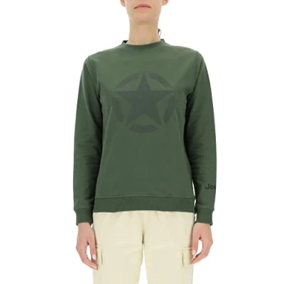 Image of JEEP O102753 E955 J WOMAN ROUND NECK SWEATSHIRT STAR Large Print J23S Rifle Green/Rosin Gr S