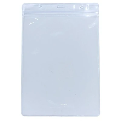Image of Pack of 50 Vinyl A5 ID Plastic Card Badge Name Tag Holders by Lanyards Tomorrow Portrait Size 25 x 17cm Holds 22 16.6cm Extra Large Clear PVC Pocket Pouches Sleeves Pockets Access Control