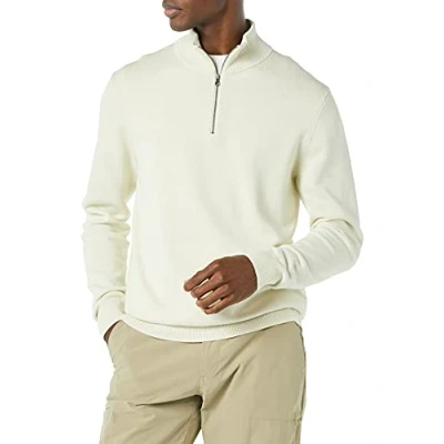 Image of Amazon Essentials Men&#039;s 100% Cotton Quarter Zip Jumper, Ivory, S