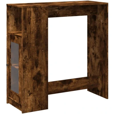 Image of vidaXL Bar Table with Racks/Smoked Oak Engineered Wood/101 x 40 103.5 cm/Indoor Bistro Pub Standing Desk 3 Storage Compartments