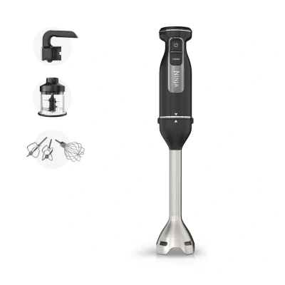 Image of Ninja Foodi 3 in 1 Hand Blender, Mixer &amp; Chopper, Food Processor with Attachments, 850W Powerbase, Immersion 5 Mixing Speeds, 2 Blending 1.5m Cord, Black CI100UK