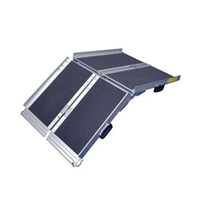 Image of Aidapt 4FT Tri Fold Suitcase Ramp.Non slip Tread,Carry Handle,Portable,Folding,Car Boot Ramp,Wheelchair,Scooter, Threshold,Doorway,Kerb,Lightweight Aluminium Ramp,Motorbike,Disability,Assembled