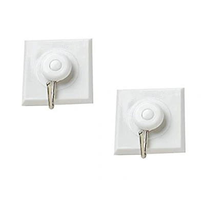 Image of Merriway BH02014 (2 Pcs) Self Adhesive Calendar Steel Hook, 40mm (1.1/2 inch) White Pack of 2 Pieces