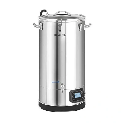 Image of Klarstein Mundschenk Mash Tun Kettle Beer Brewing Set, Home Brewing, LCD Display, Touch Panel, Easy Emptying via Secure Drain Tap, Stainless Steel, 65 L