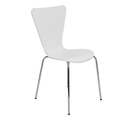 Image of Office Hippo Heavy Duty Cafe Bistro Stacking Chair, Wood, Suitable For Commercial Use White