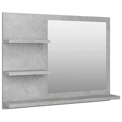 Image of vidaXL Bathroom Mirror Home Decor Washroom Storage Vanity Unit Wall Mounted Cosmetic Makeup Dressing Concrete Grey Chipboard