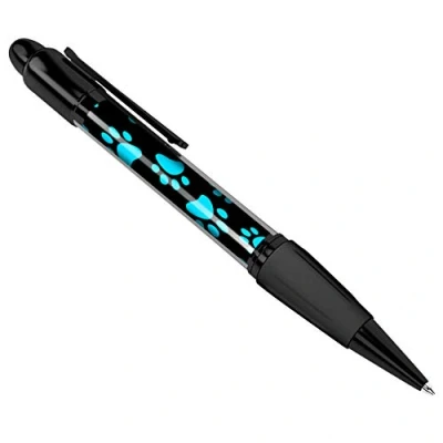 Image of DV DESIGN Blue Paw Print Dog Pet Animal Art Cover Black Ballpoint Pen Student #8691