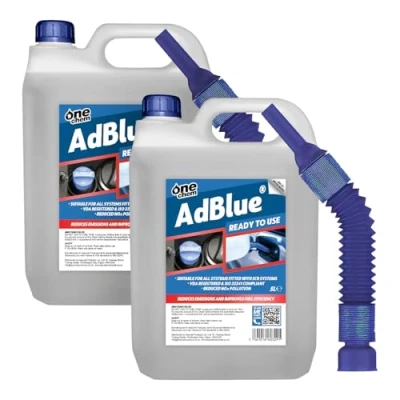 Image of One Chem AdBlue Diesel Exhaust Fluid Additive, 2 x 5 Litres, Easy Pour Spout, Multi Pack