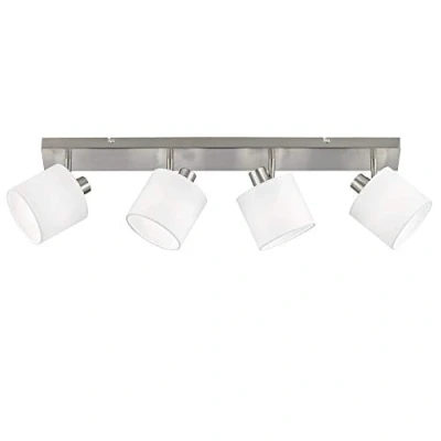 Image of RL LIVE YOUR LIGHT Reality Leuchten Tommy R80334001 Spotlight Bar Matte Nickel Fabric Shade White