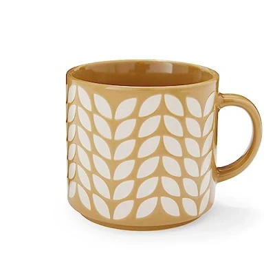 Image of Cooksmart British Designed Stacking Coffee Mug Ceramic Mugs for Home or Work Large Hot Drinks Tea and Cups Bauhaus Geo
