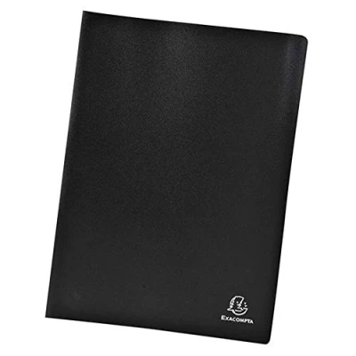 Image of Exacompta Ref 8521E Soft PP Display Book Suitable for A4 Documents, Made from Polypropylene, Lightweight, 20 Pockets, 40 Viewing Pages Black Cover