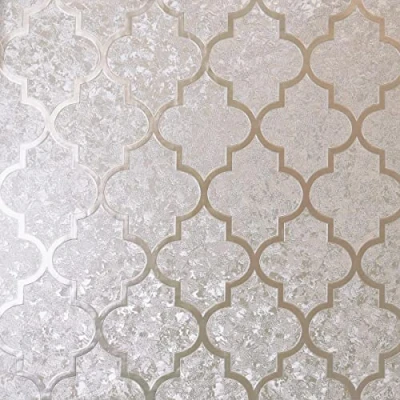 Image of Arthouse Geometric Velvet Trellis Rose Gold Wallpaper Hard Wearing Any Room Including Bathroom Kitchen Hallway Bedroom Livingroom Dining Full Roll 10.05m (L) X 53cm (W) 294604