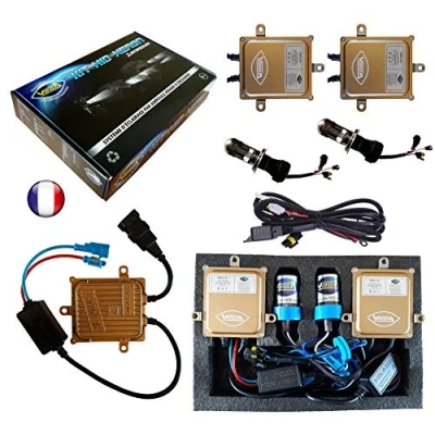 Image of VEGA HID Kit Bi Xenon French Brand H4 HILO 5000K 55W Slim DSP AC Metal Base Bulbs