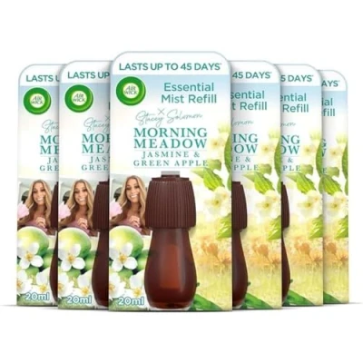 Image of Air Wick Essential Mist Refills, Morning Meadow by Stacey Solomon, Pack 6 x 20ml, Natural Oils, Last up to 270 days, freshener