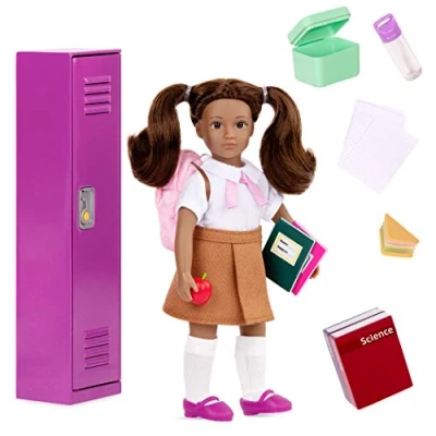 Image of Lori LO31205Z 6&quot; Doll AA School Locker &amp; Acc&#039;y Jessalyn, Brown