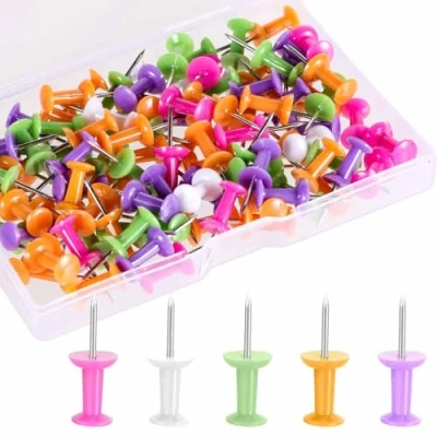 Image of Acooruiteng Push Pins for Pinboard Drawing Cork Board Colour Thumb Tacks Notice Map Pin Thumbtacks Home Office Craft 100 Pcs