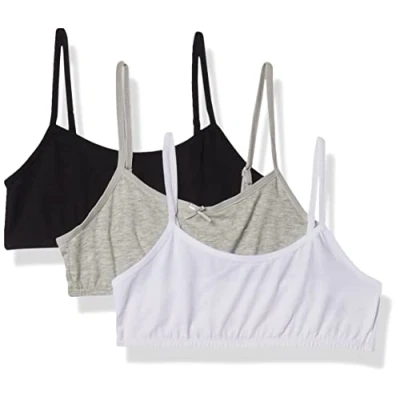 Image of Maidenform Girl Big Girls&#039; Crop Bra (Pack of 3), 3 Pack Grey, Black, White, Small