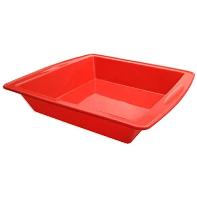 Image of SILIVO Cake Moulds Tray, Silicone Easy Demoulding 8.5&quot;x8.5&quot; Bakeware Square Baking Tins Set for Cakes, Bread, Pie, Pancakes, Pizza (Red)