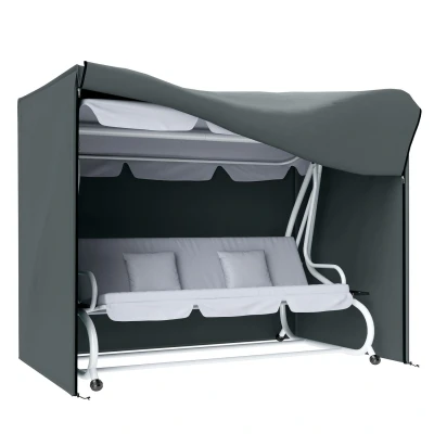 Image of Outsunny 3 Seater Garden Swing Cover, Waterproof Chair Windproof and Anti UV 420D Outdoor Bench Cover with Zip, 220 x 125 172cm, Grey