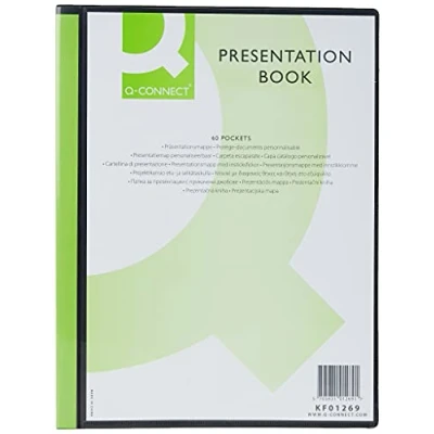 Image of Display Book Q CONNECT with Front Cover Pocket PP A4 820 Micron 60 Pockets Black/Document Archiving/Type Pockets/Kind a Pocket/Index N.a. / N/D/Material PP/Dividers