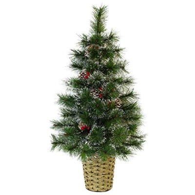 Image of Christmas Concepts® 90cm Decorated Frosted Wall Tree With Natural Cones &amp; Berries