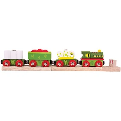 Image of Bigjigs Rail Wooden Dinosaur Railway Engine and Carriages