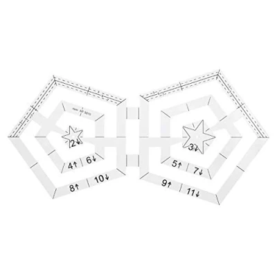 Image of Quilting Ruler, Double Pentagon Rulers Transparent Acrylic Patchwork Sewing Cutting Craft Ruler for Easy Precision