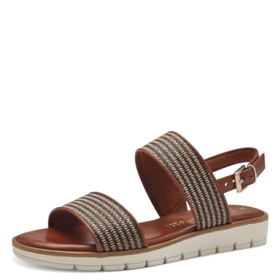 Image of MARCO TOZZI Women&#039;s 2 28605 42 Wedge Sandal, Cognac Comb, 5