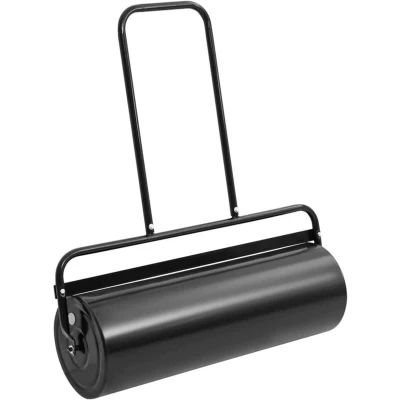 Image of vidaXL Garden Lawn Roller Grass Aerator with Handle 63L Filling Capacity Iron and Steel Construction Ø30x90cm Black