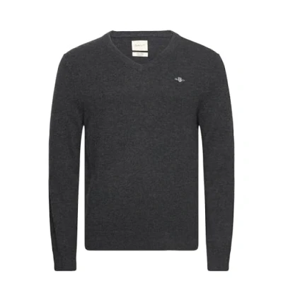 Image of GANT V NECK Jumper, Men&#039;s, Size: XL, Dark charcoal melange