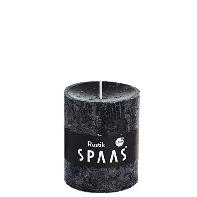 Image of Spaas 8 Rustic Unscented Pillar Candles 68/80 mm, 30 Hours, Black