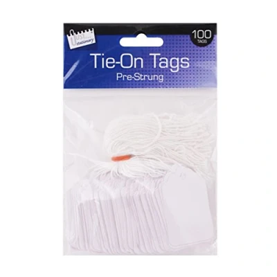 Image of Just stationery 36 x 53 mm Pre Strung Tag (Pack of 100)
