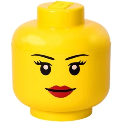 Image of LEGO Storage HEAD (LARGE) GIRL Polypropylene Box with Lid for Kids&#039; Toy Storage, Stackable Organizer, and Fun Solution Enthusiasts Beyond