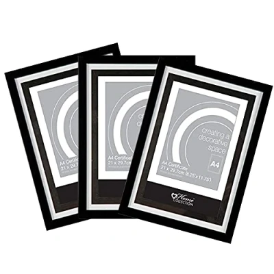 Image of 1ABOVE 3 X A4 Frames Photo Certificate Picture with Clear Glass Front Panel
