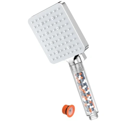 Image of Shower Head with Filter,YEAUPE PRO Bathroom Showerhead (115 * 100mm), Heads High Pressure 6 Jet Modes,Universal Powerful Flow Rain Hard Water Softener Handheld Head,White