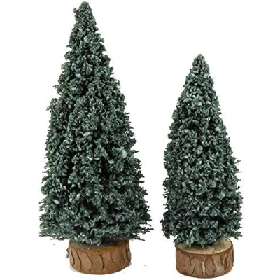 Image of Melody Jane Dolls House 2 Evergreen Pine Trees Miniature Christmas Garden Scene Accessory