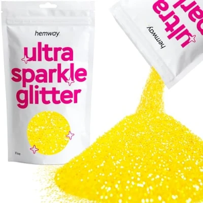 Image of Glitter Fluorescent Yellow Ultra Sparkle Sequins Nail Face Festival Christmas Halloween Makeup Fine 100g / 3.5oz