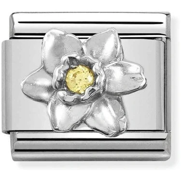 Image of Nomination Silver Crystal Daffodil Charm