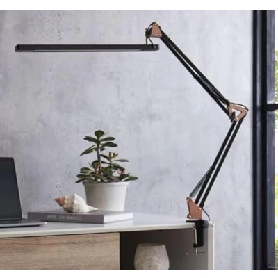 Image of SKYLEO LED Desk Lamp with Clamp Light for Office 5 Color Modes X 11 Brightness Levels 1200LM Memory Function 12W Study Rose Gold Black