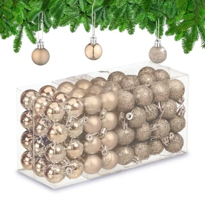 Image of Christmas Baubles Set of 96, Glittering, Matt and Sparkles, Plastic, Traditional Spheres, Decorations, Relaxdays