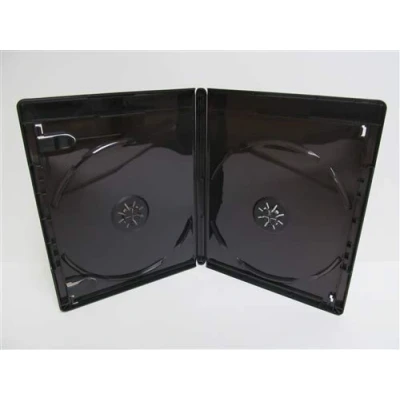 Image of 25 x Viva Elite Branded Double Black CD DVD Blu Ray Disc Cases (Face on Face) With 14mm Spine. Have A Outer Sleeve For Artwork Inlay. Same As Used By Major Film Studios.
