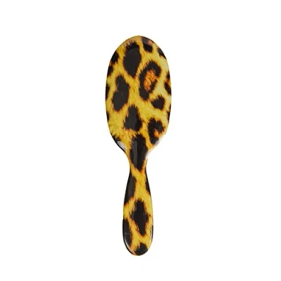 Image of Rock &amp; Ruddle Natural Pure Boar Bristle Hair Brush for Women and Kids (Large, 21cm) Perfect Wet or Dry Hair, Detangling Smoothing Blowdrying Made in UK Leopard