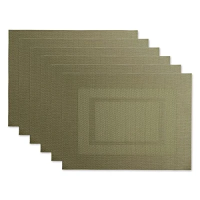Image of DII PVC Tabletop Collection Woven Indoor/Outdoor, Placemat Set, 13x17.25, Sage Green, 6 Piece