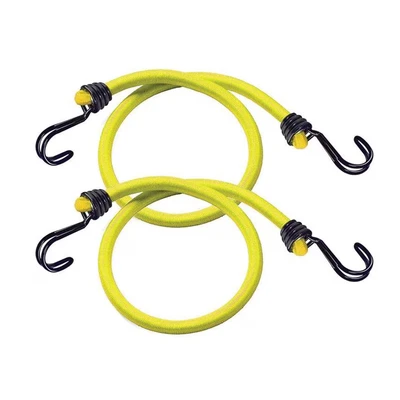Image of Master Lock 3022EURDAT Bungees with Reverse Hooks, Yellow, 100 cm Bungee, Pack of 2