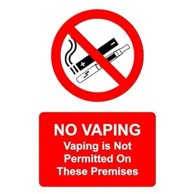 Image of No Vaping is not permitted on these premises safety sign 1mm flexible Plastic (300mm x 200mm)