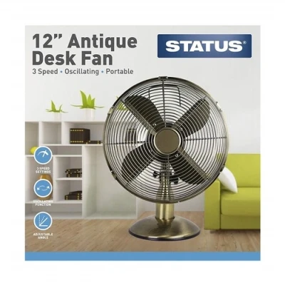 Image of Status 12&quot; Antique Brass Desk Fan